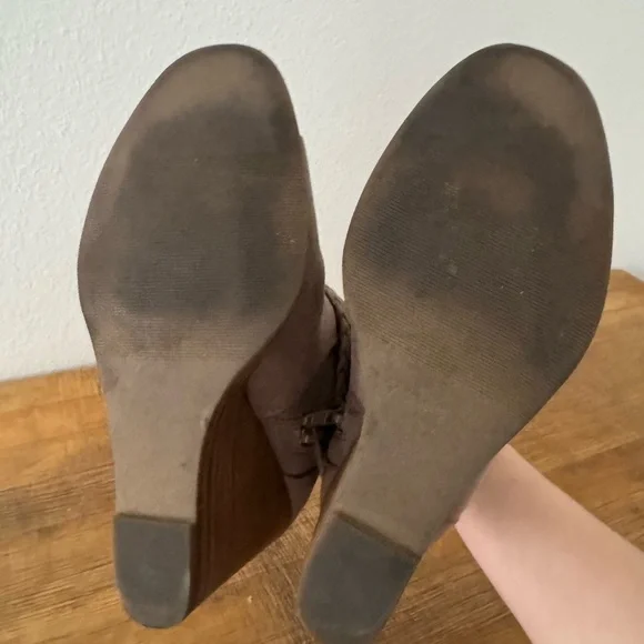 Madden Girl Taupe Braided Peep-Toe Wedge Booties - Picture 2 of 2